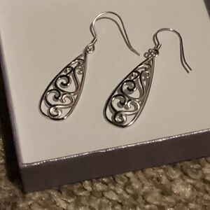 New S925 Sterling Silver Boho Lattice Dangle Earrings
